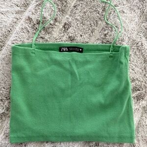 Zara Vibrant Green Strapless Top